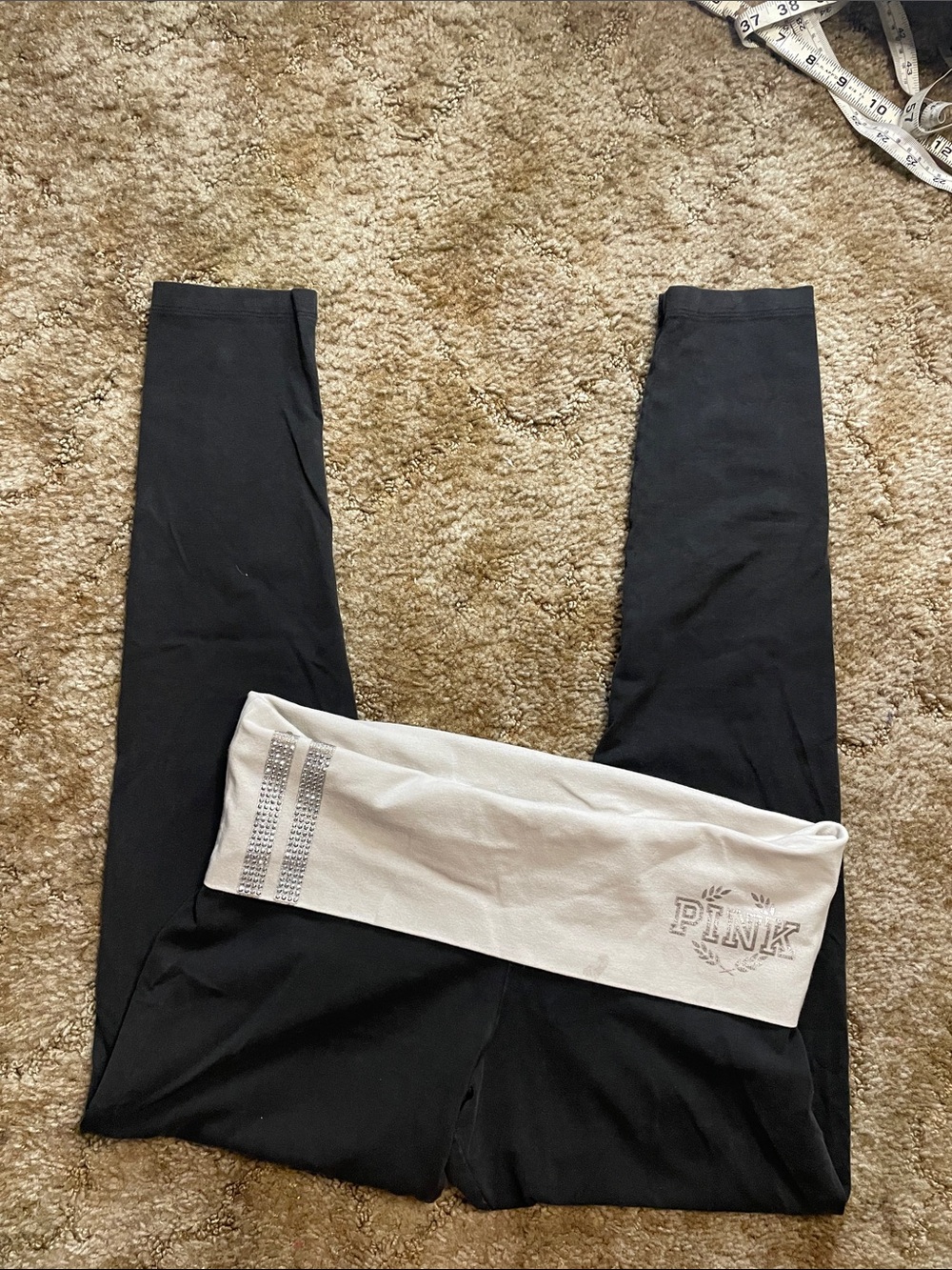 PINK Victoria’s Secret Yoga Y2K 2000s Style Fold Over Leggings Size Medium